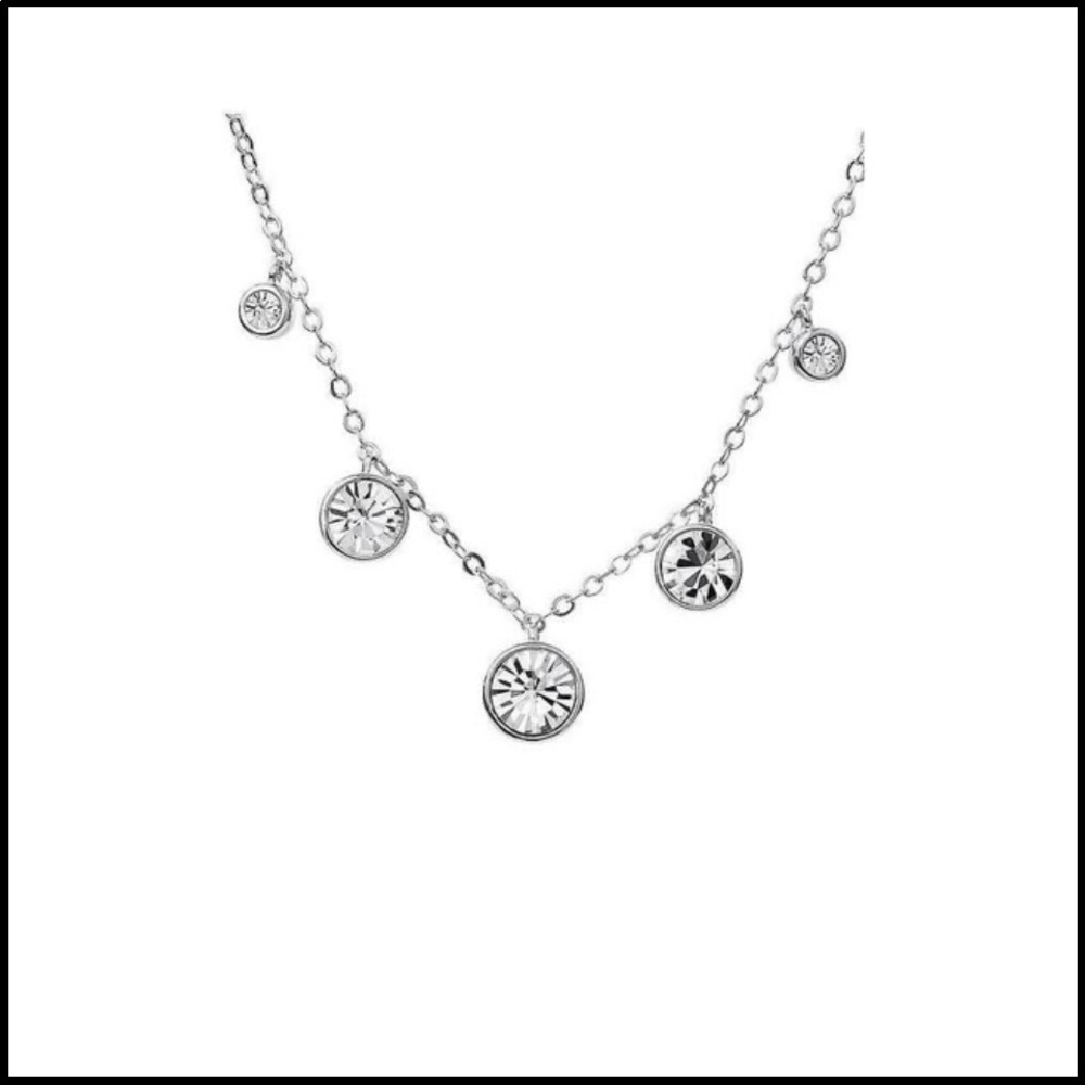 Believe by brilliance fine silver plated Clear crystal necklace 18in +2in